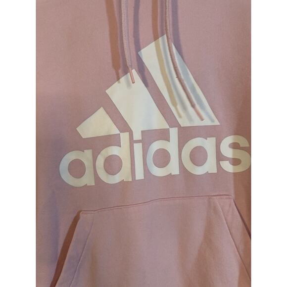 Adidas Pink Long Sleeve Cotton Hooded Casual Pullover Sweatshirt Women Sz S - Picture 6 of 10
